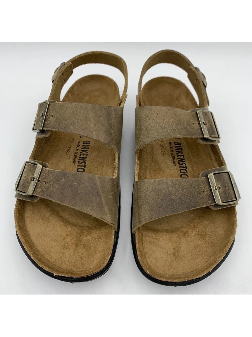 Birkenstock Men's Taupe Brown Two-Strap Suede Sandals EU 45 US 12